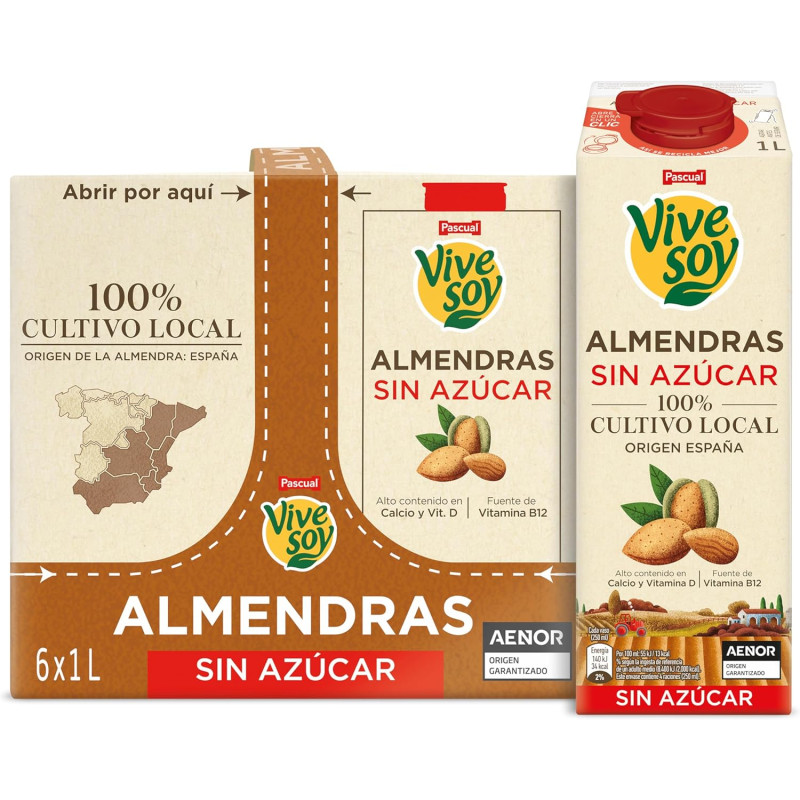 Leche De Almendras Vive Soy Pack 6 X 1L 